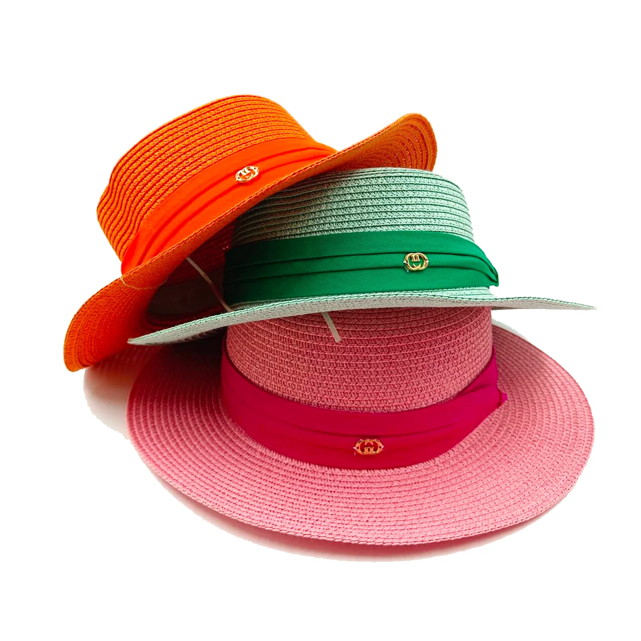 빨대 모자 플랫 탑, 신상 리본 액세서리, 태양 모자, 야외 빨대 모자, 태양 보호 해변 모자, 남녀공용, 2024